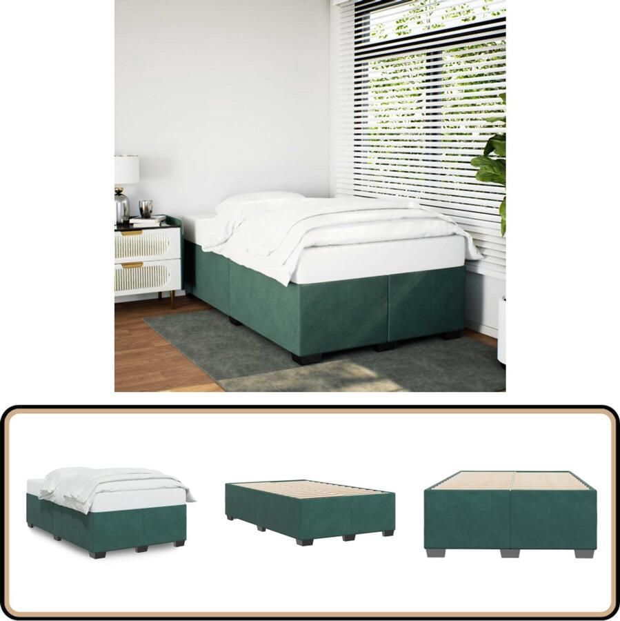 VidaXL Bedframe zonder matras 120x190 cm fluweel donkergroen