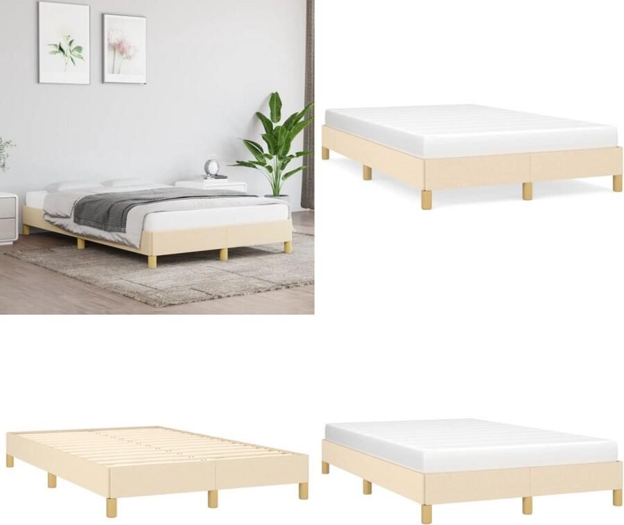VidaXL Bedframe zonder matras 120x190 cm stof crèmekleurig Bedframe Bed Slaapmeubel