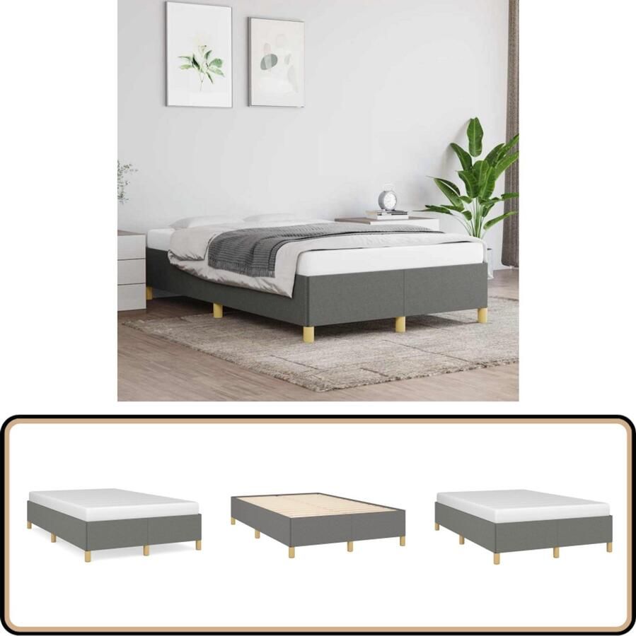 VidaXL Bedframe zonder matras 120x190 cm stof donkergrijs - Foto 3