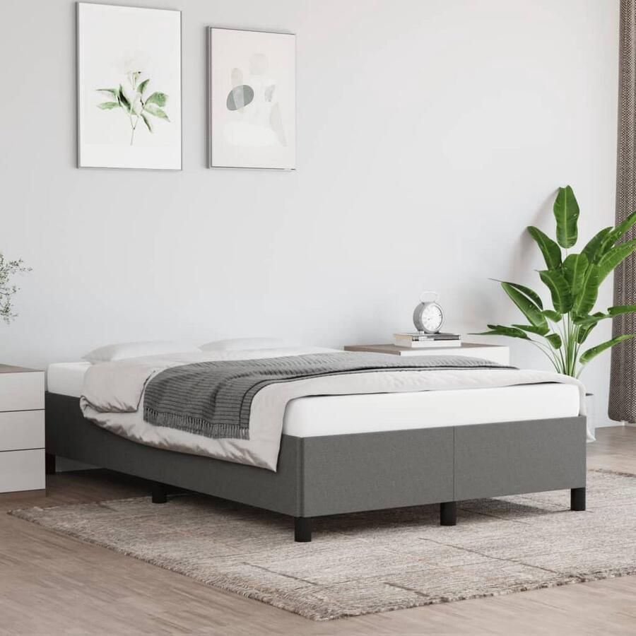 VidaXL Bedframe zonder matras 120x190 cm stof donkergrijs - Foto 2