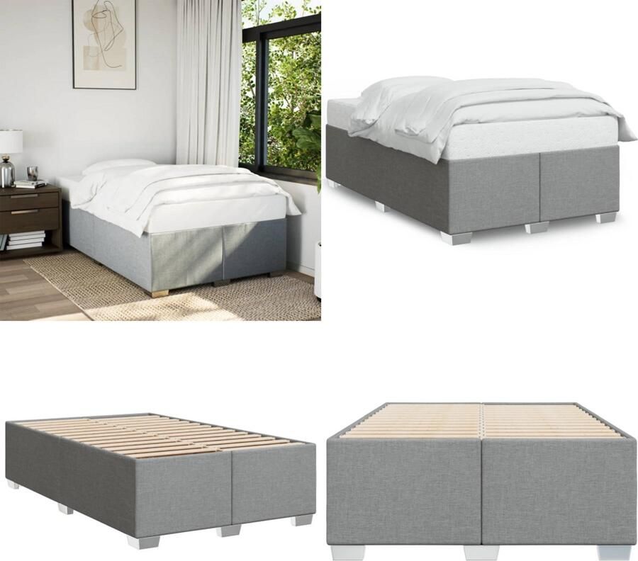 VidaXL Bedframe zonder matras 120x190 cm stof lichtgrijs Bedframe Bed Bedbodem