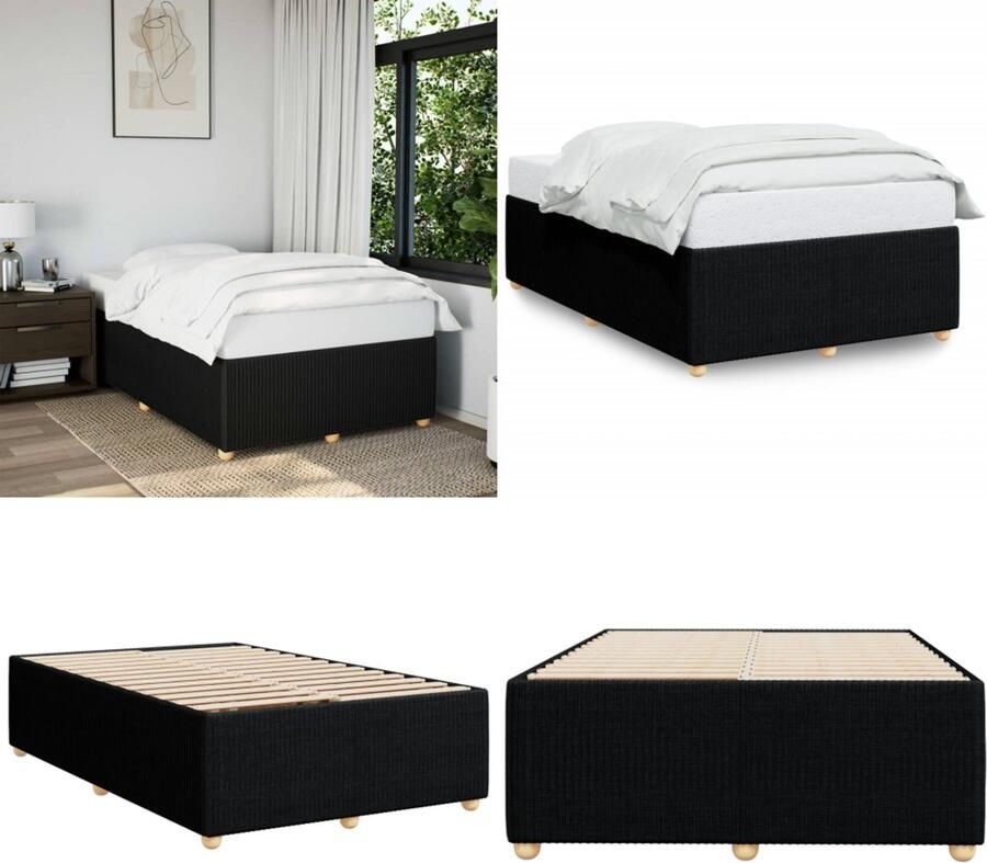 VidaXL Bedframe zonder matras 120x190 cm stof zwart Bedframe Bed Bedbodem