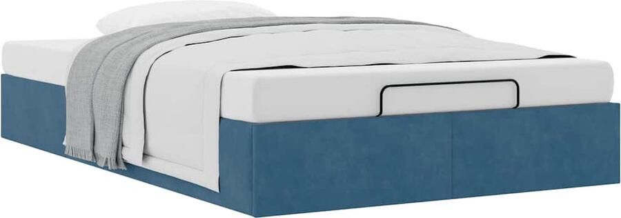 VidaXL Ottoman bedframe zonder matras 120x200 cm fluweel donkerblauw - Foto 2