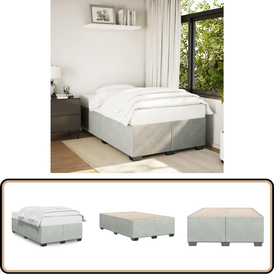 VidaXL Bedframe zonder matras 120x200 cm fluweel lichtgrijs