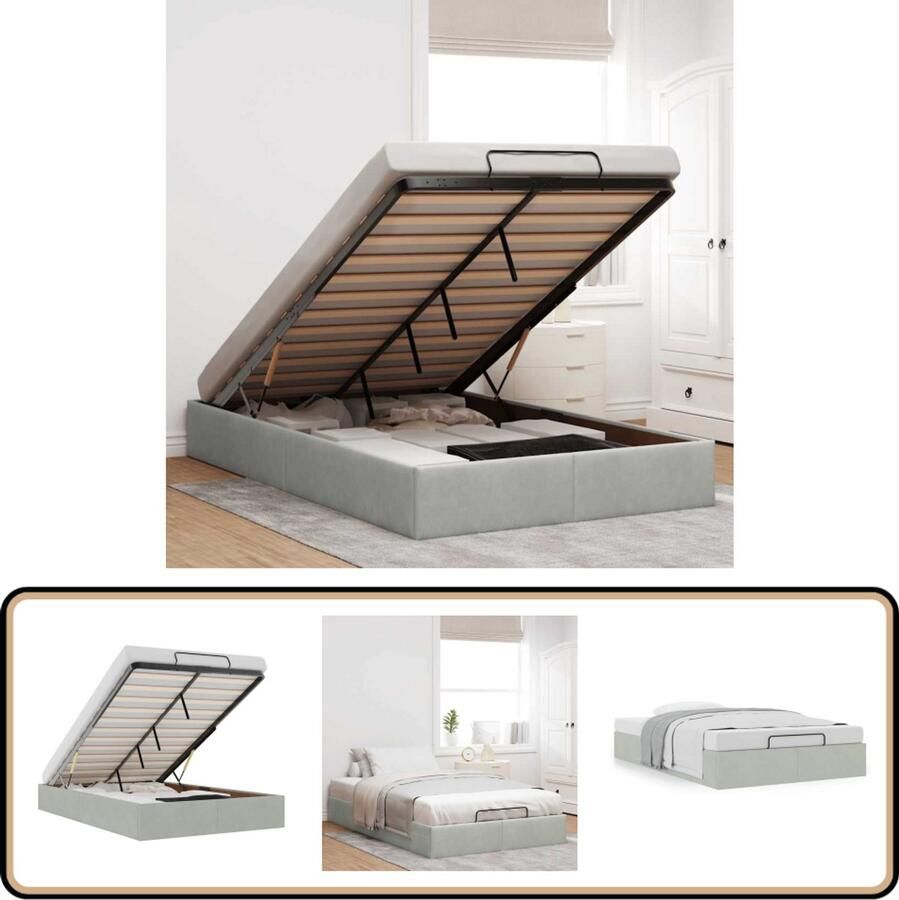 VidaXL Bedframe zonder matras 120x200 cm fluweel lichtgrijs