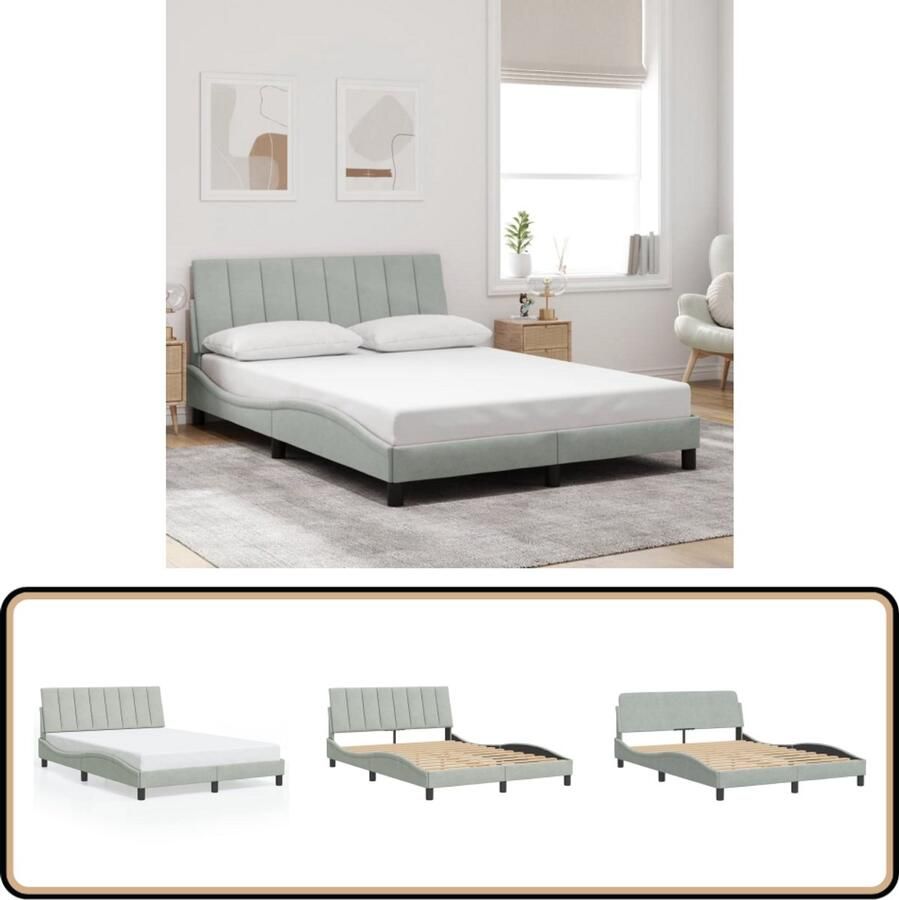 VidaXL Bedframe zonder matras 120x200 cm fluweel lichtgrijs