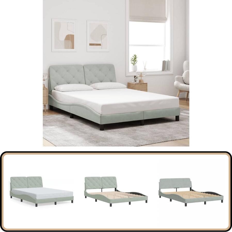VidaXL Bedframe zonder matras 120x200 cm fluweel lichtgrijs
