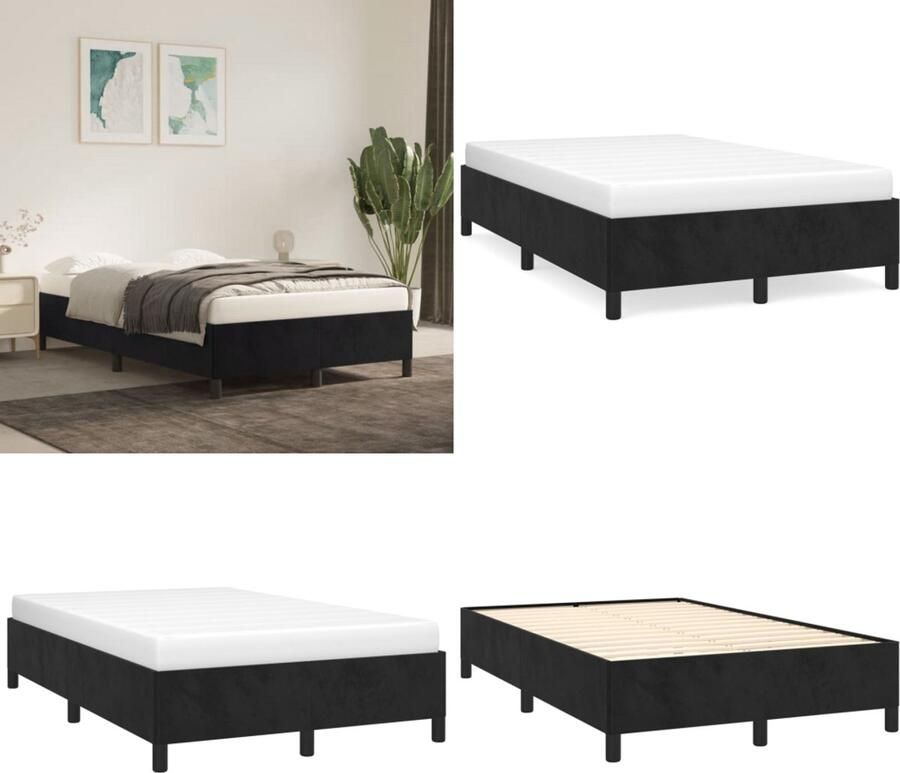 VidaXL Bedframe zonder matras 120x200 cm fluweel zwart Bedframe Bedframes Slaapmeubel Bedbodem