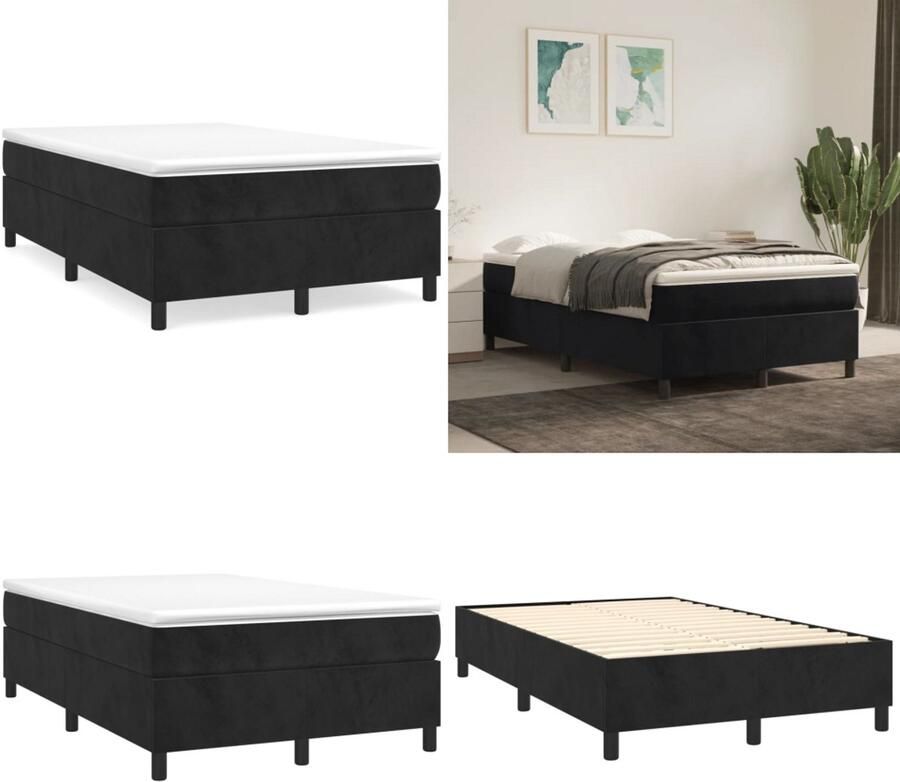 VidaXL Bedframe zonder matras 120x200 cm fluweel zwart Bedframe Bedframes Slaapmeubel Bedbodem
