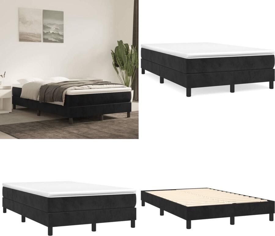 VidaXL Boxspringframe fluweel zwart 120x200 cm Boxspring Bed Frame Boxspring Bed Frames Bed Slaapkamer Meubels