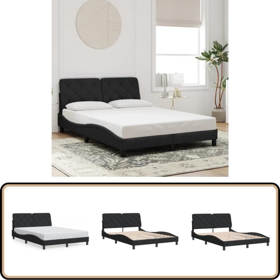 VidaXL Bedframe zonder matras 120x200 cm fluweel zwart
