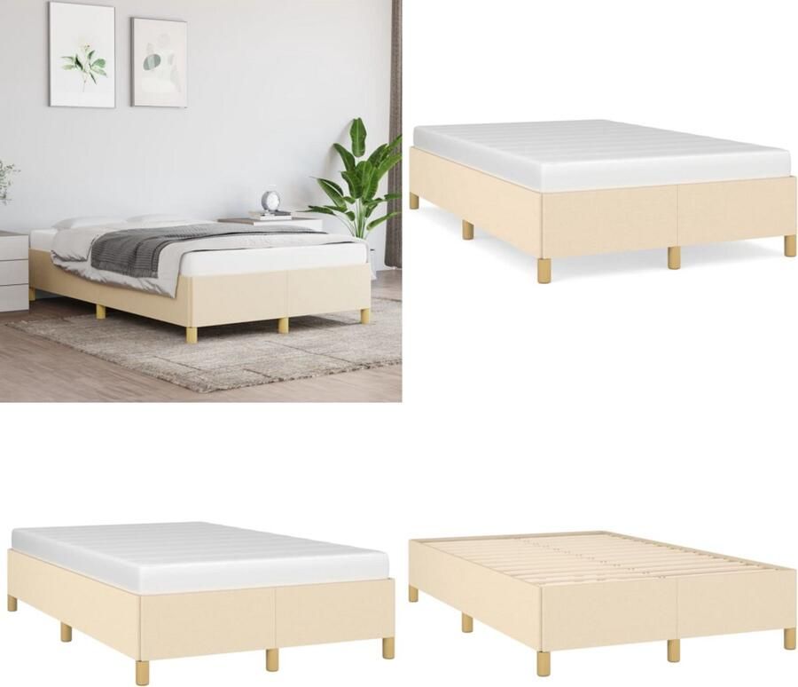 VidaXL Bedframe zonder matras 120x200 cm stof crèmekleurig Bedframe Bed Slaapmeubel