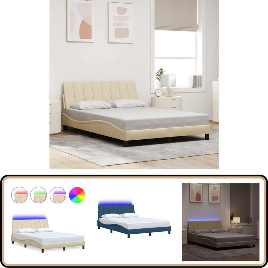 VidaXL Bedframe zonder matras 120x200 cm stof crèmekleurig