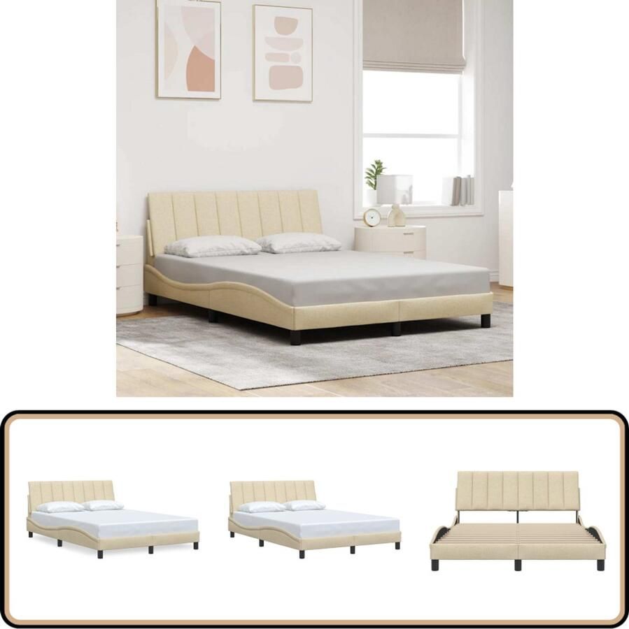 VidaXL Bedframe zonder matras 120x200 cm stof crèmekleurig