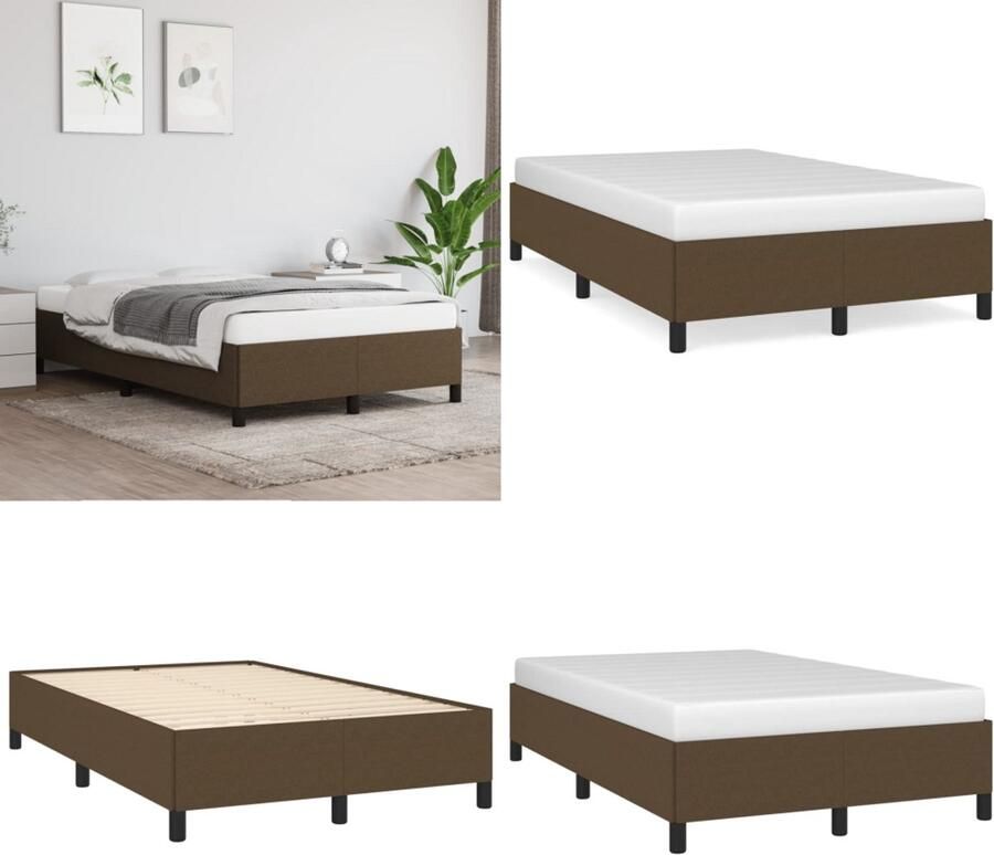 VidaXL Bedframe zonder matras 120x200 cm stof donkerbruin Bedframe Bed Slaapmeubel