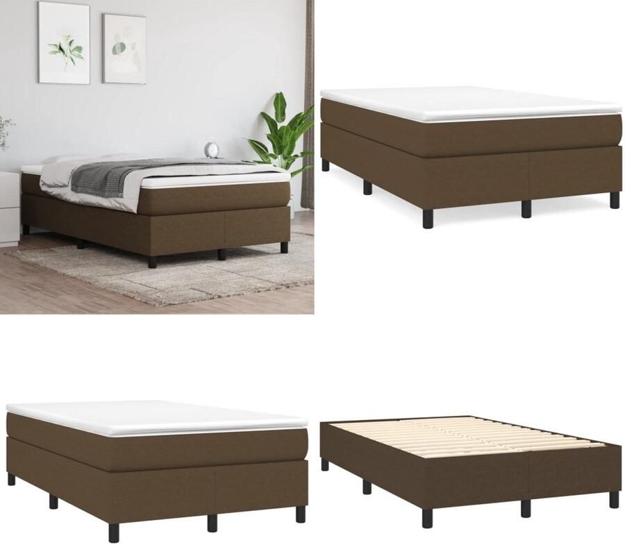VidaXL Boxspringframe stof donkerbruin 120x200 cm Boxspringframe Boxspringframes Bed Ledikant