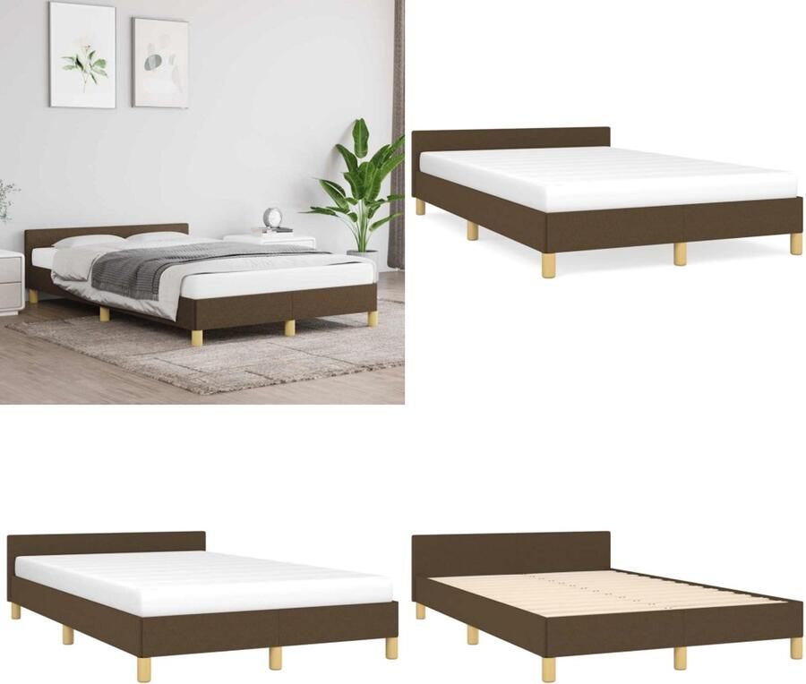 VidaXL Bedframe zonder matras 120x200 cm stof donkerbruin Bedframe Met Hoofdeinde Bedframes Met Hoofdeindes Bed Slaapmeubel
