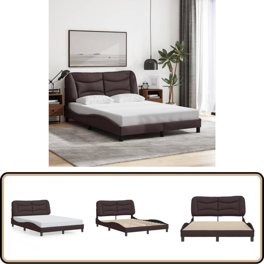 VidaXL Bedframe zonder matras 120x200 cm stof donkerbruin