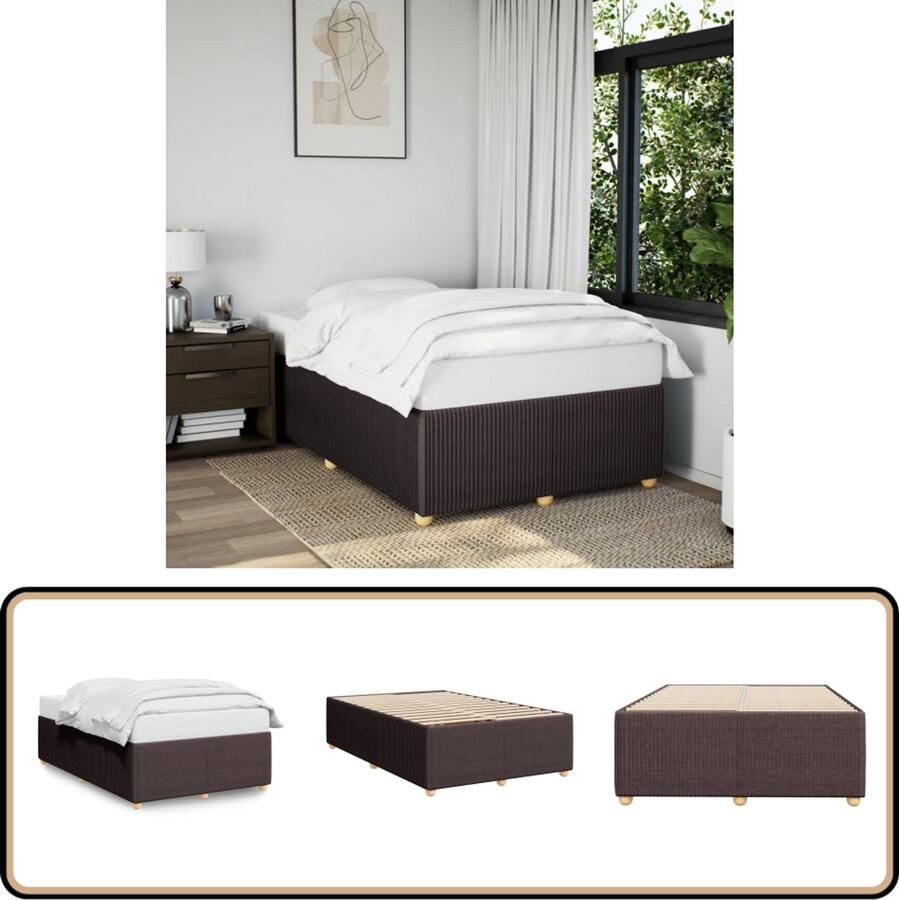 VidaXL Bedframe zonder matras 120x200 cm stof donkerbruin