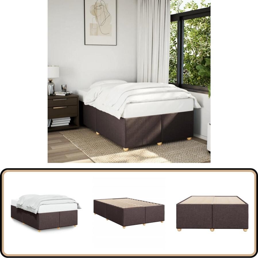 VidaXL Bedframe zonder matras 120x200 cm stof donkerbruin