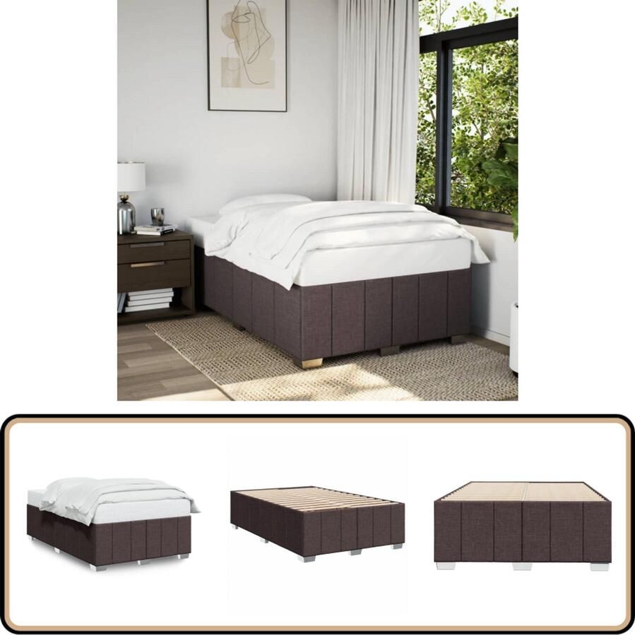VidaXL Bedframe zonder matras 120x200 cm stof donkerbruin
