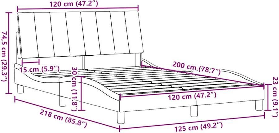 VidaXL Bedframe zonder matras 120x200 cm stof donkerbruin - Foto 5