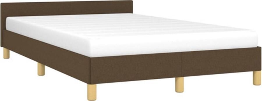 VidaXL -Bedframe-met-hoofdeinde-stof-donkerbruin-120x200-cm - Foto 2