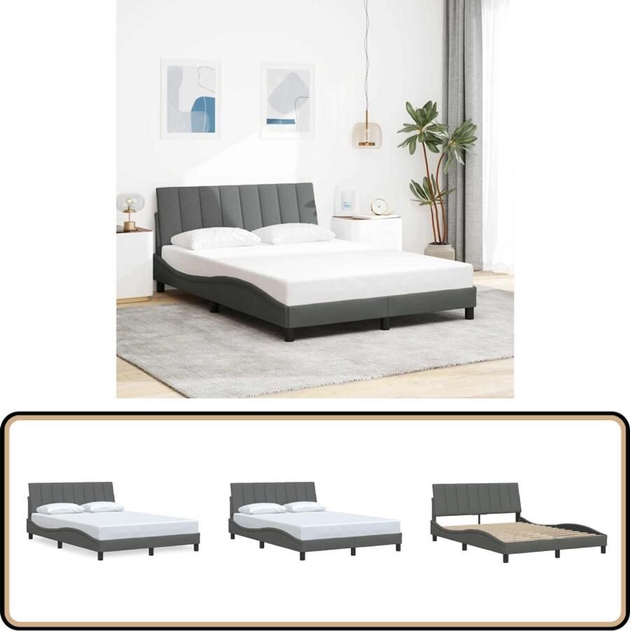 VidaXL Bedframe zonder matras 120x200 cm stof donkergrijs