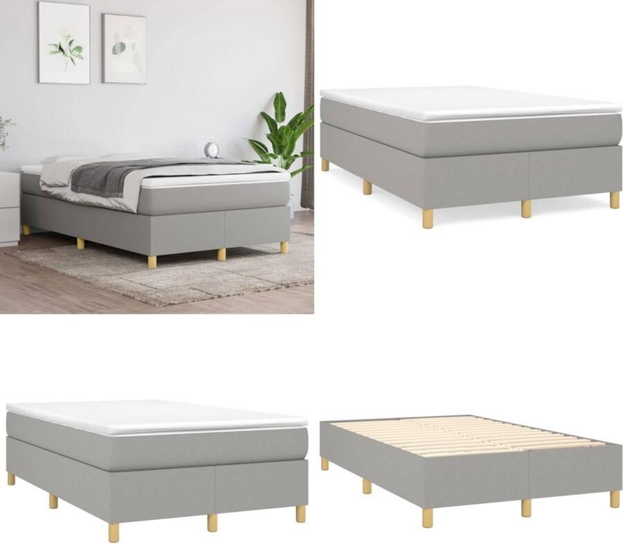 VidaXL Boxspringframe stof lichtgrijs 120x200 cm Boxspringframe Boxspringframes Bed Ledikant