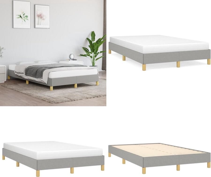 VidaXL Bedframe zonder matras 120x200 cm stof lichtgrijs Bedframe Bed Slaapmeubel