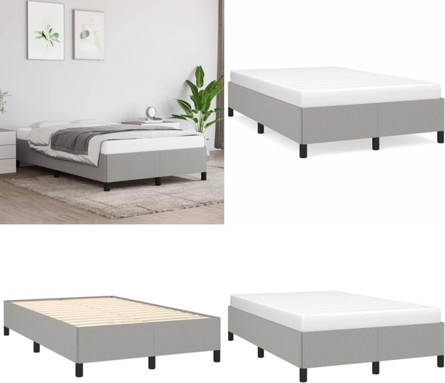 VidaXL Bedframe zonder matras 120x200 cm stof lichtgrijs Bedframe Bed Slaapmeubel