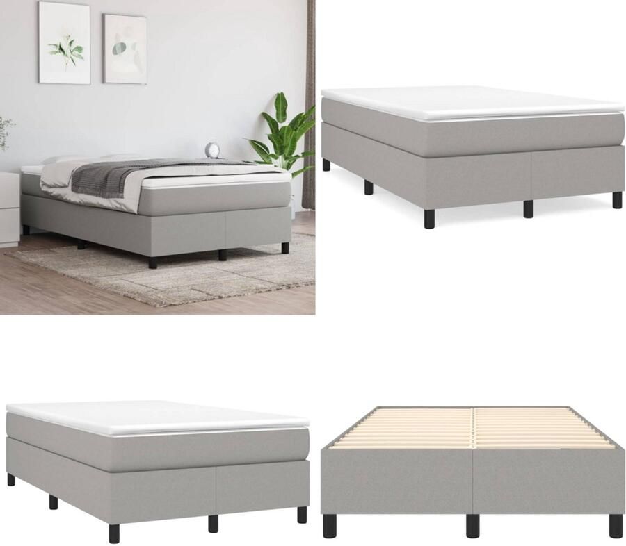 VidaXL Bedframe zonder matras 120x200 cm stof lichtgrijs Bedframe Bed Slaapmeubel