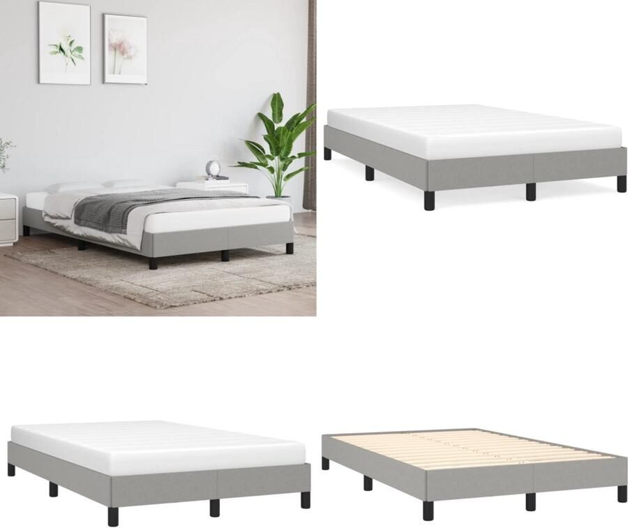 VidaXL Bedframe zonder matras 120x200 cm stof lichtgrijs Bedframe Bed Slaapmeubel