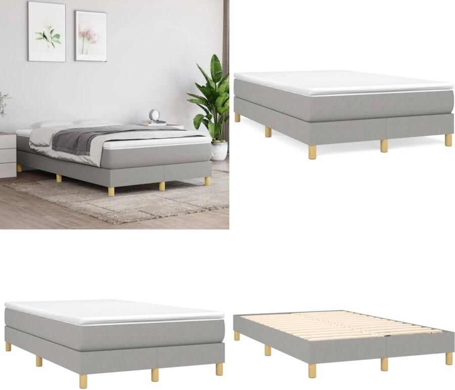 VidaXL Boxspringframe stof lichtgrijs 120x200 cm Boxspringframe Boxspringframes Bed Ledikant