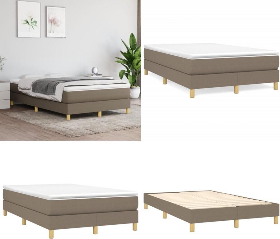 VidaXL Boxspringframe stof taupe 120x200 cm Boxspringframe Boxspringframes Bed Ledikant