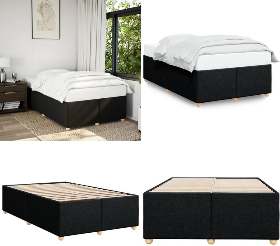 VidaXL Bedframe zonder matras 120x200 cm stof zwart Bedframe Bed Bedbodem