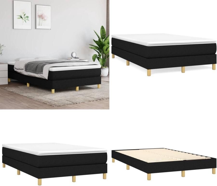 VidaXL Boxspringframe stof zwart 120x200 cm Boxspringframe Boxspringframes Bed Ledikant