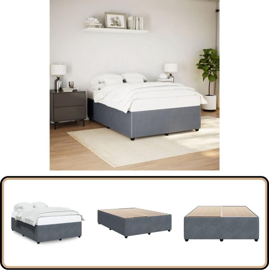 VidaXL Bedframe zonder matras 140x190 cm fluweel donkergrijs