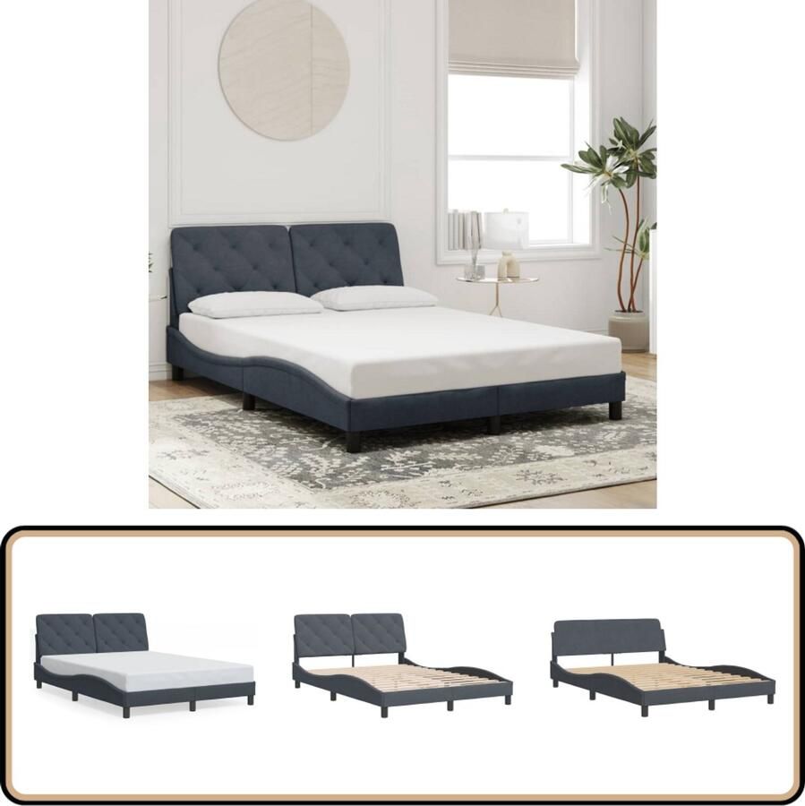 VidaXL Bedframe zonder matras 140x190 cm fluweel donkergrijs