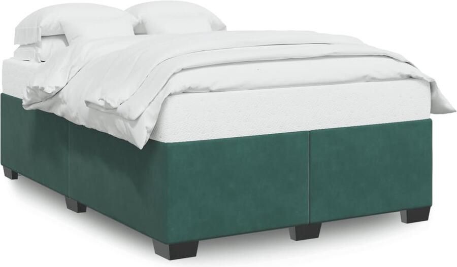 VidaXL Bedframe zonder matras 140x200 cm fluweel donkergroen