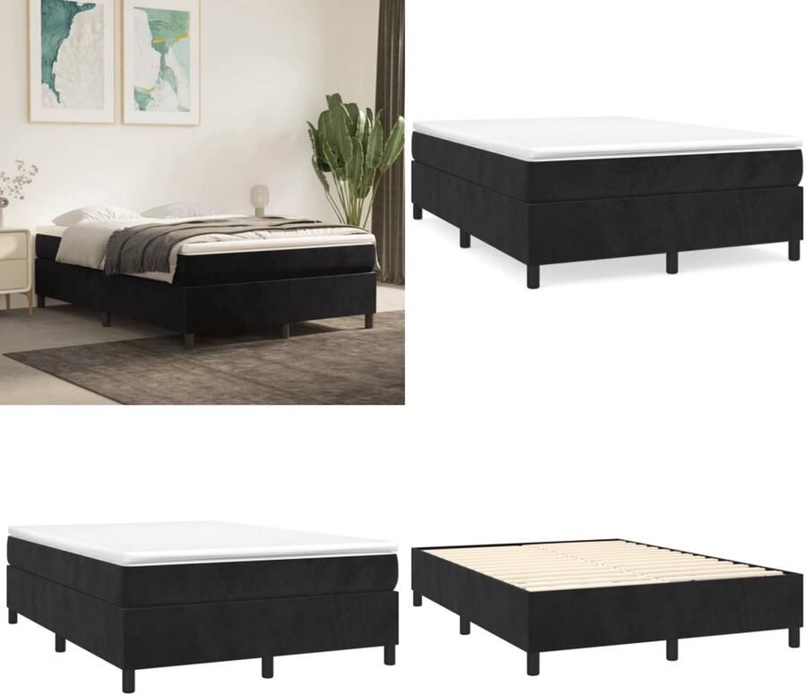 VidaXL Boxspringframe fluweel zwart 140x190 cm Boxspring Bed Frame Boxspring Bed Frames Bed Slaapkamer Meubels