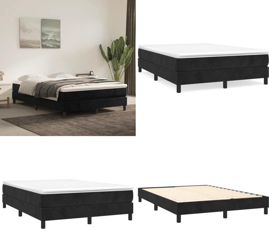 VidaXL Boxspringframe fluweel zwart 140x190 cm Boxspring Bed Frame Boxspring Bed Frames Bed Slaapkamer Meubels