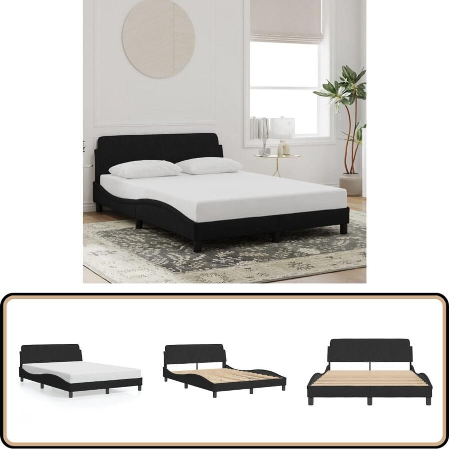 VidaXL Bedframe zonder matras 140x190 cm fluweel zwart