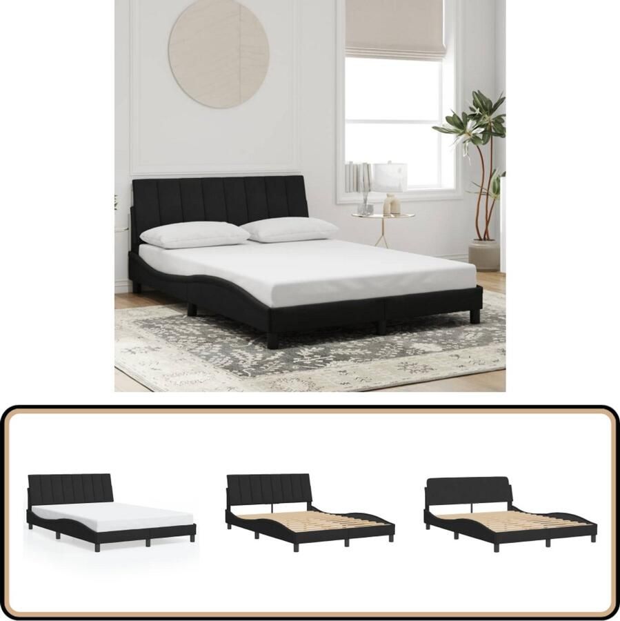 VidaXL Bedframe zonder matras 140x190 cm fluweel zwart