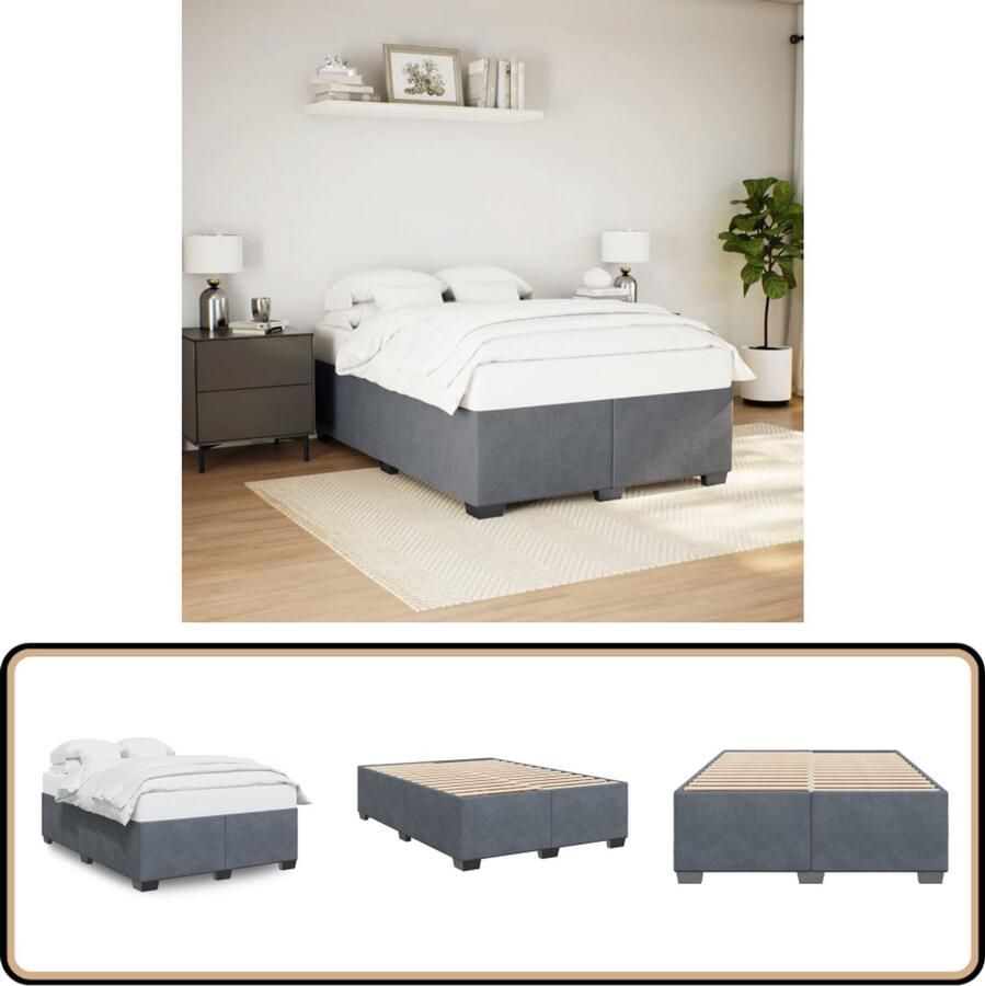 VidaXL Bedframe zonder matras 140x200 cm fluweel donkergrijs
