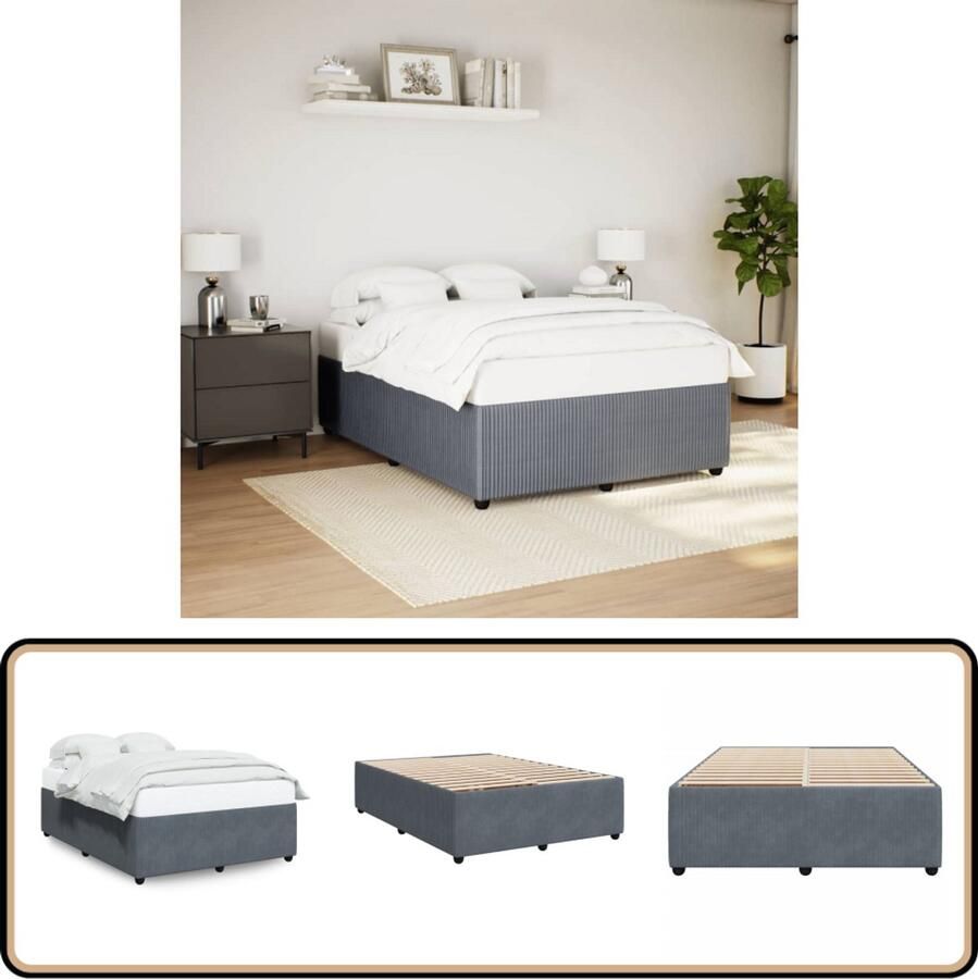VidaXL Bedframe zonder matras 140x200 cm fluweel donkergrijs