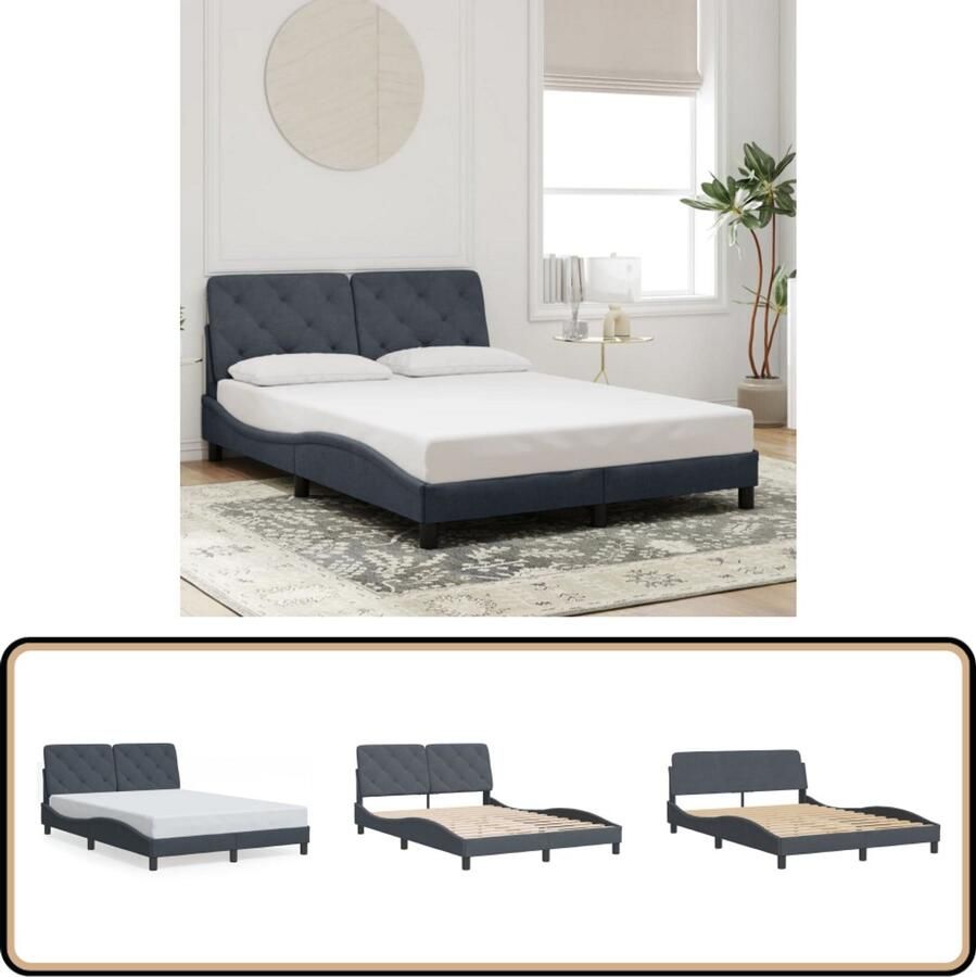 VidaXL Bedframe zonder matras 140x200 cm fluweel donkergrijs