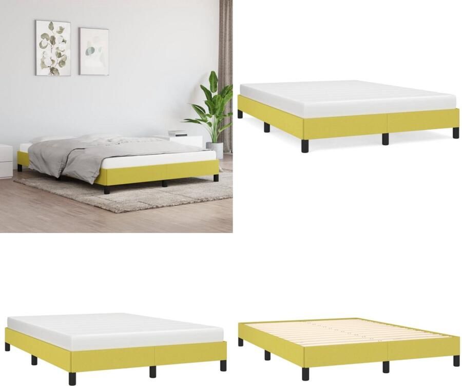 VidaXL Bedframe zonder matras 140x200 cm stof groen Bedframe Bed Slaapmeubel