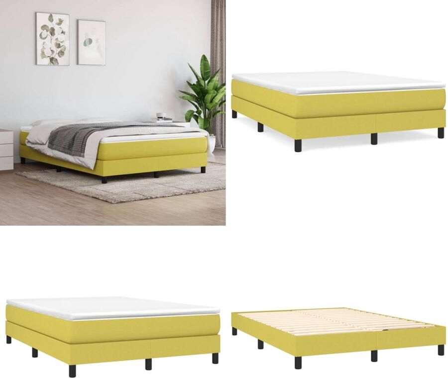 VidaXL Bedframe zonder matras 140x200 cm stof groen Bedframe Bed Slaapmeubel