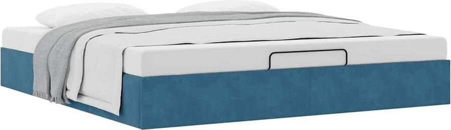 VidaXL Ottoman bedframe zonder matras 180x200 cm fluweel donkerblauw - Foto 2